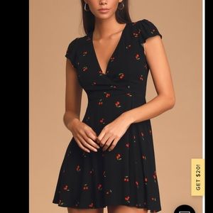 Lulu's Black Cherry Print Mini Dress